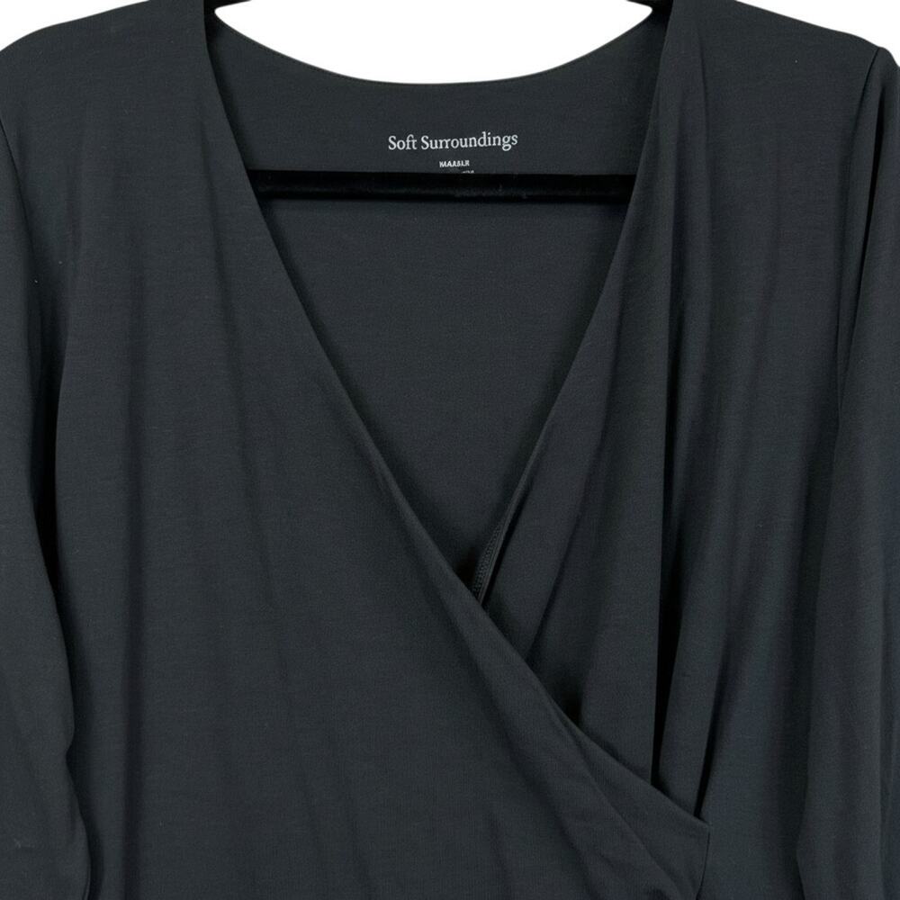 Soft Surroundings Gray Cross Wrap Top Medium Made in Peru Cotton Blend Tunic - Picture 4 of 10